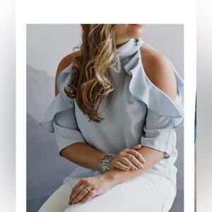 Topshop cold shoulder ruffle top